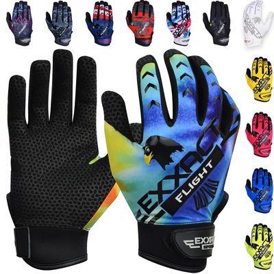 Exxact Sports Flight Baseball Batting Gloves Youth & Adult with Textured Leather Palm, Softball Batting Gloves for Women/Men (A2XL, Rainbow)