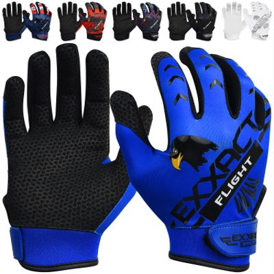 Exxact Sports Flight Baseball Batting Gloves Youth & Adult with Textured Leather Palm, Softball Batting Gloves for Women/Men (A2XL, Blue)
