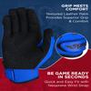 Exxact Sports Flight Baseball Batting Gloves Youth & Adult with Textured Leather Palm, Softball Batting Gloves for Women/Men (A2XL, Blue) view 3