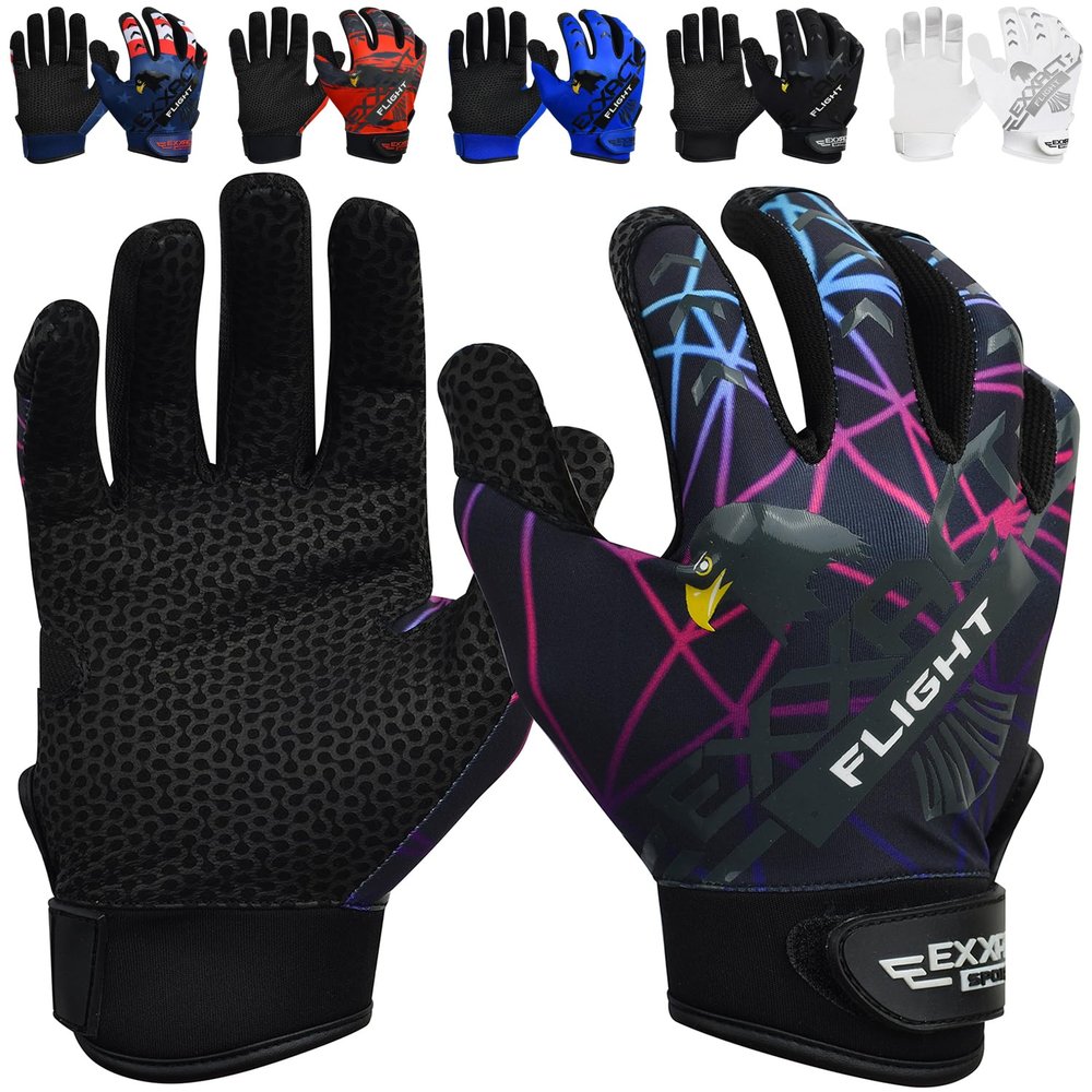 Exxact Sports Flight Baseball Batting Gloves Youth & Adult with Textured Leather Palm, Softball Batting Gloves for Women/Men (A3XL, Lazers)