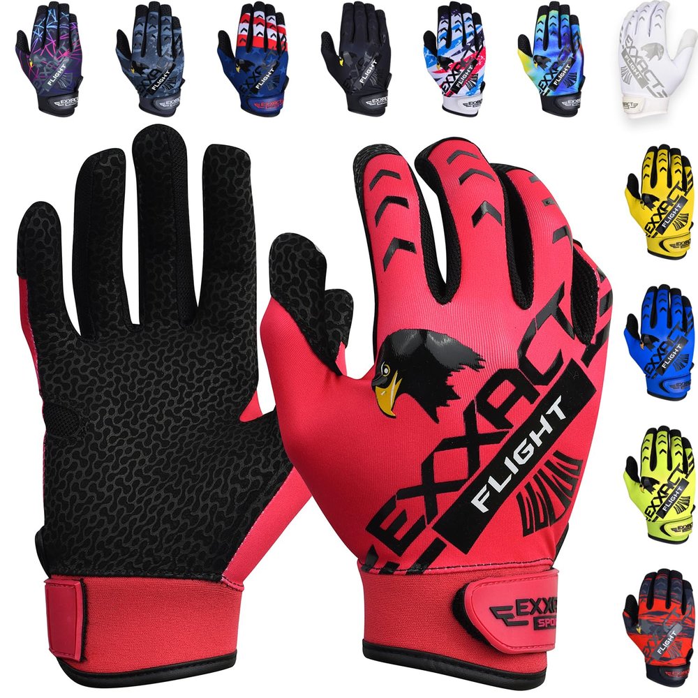Exxact Sports Flight Baseball Batting Gloves Youth & Adult with Textured Leather Palm, Softball Batting Gloves for Women/Men (A2XL, Hot Pink)