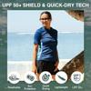 Kanu Surf Women's Breeze UPF 50+ Short Sleeved Active Rashguard & Workout Top, Eden Navy/Blue, X-Large view 2