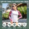 Kanu Surf Women's Keri Long-Sleeve UPF 50+ Rashguard, Eden White/Pink, Medium view 2
