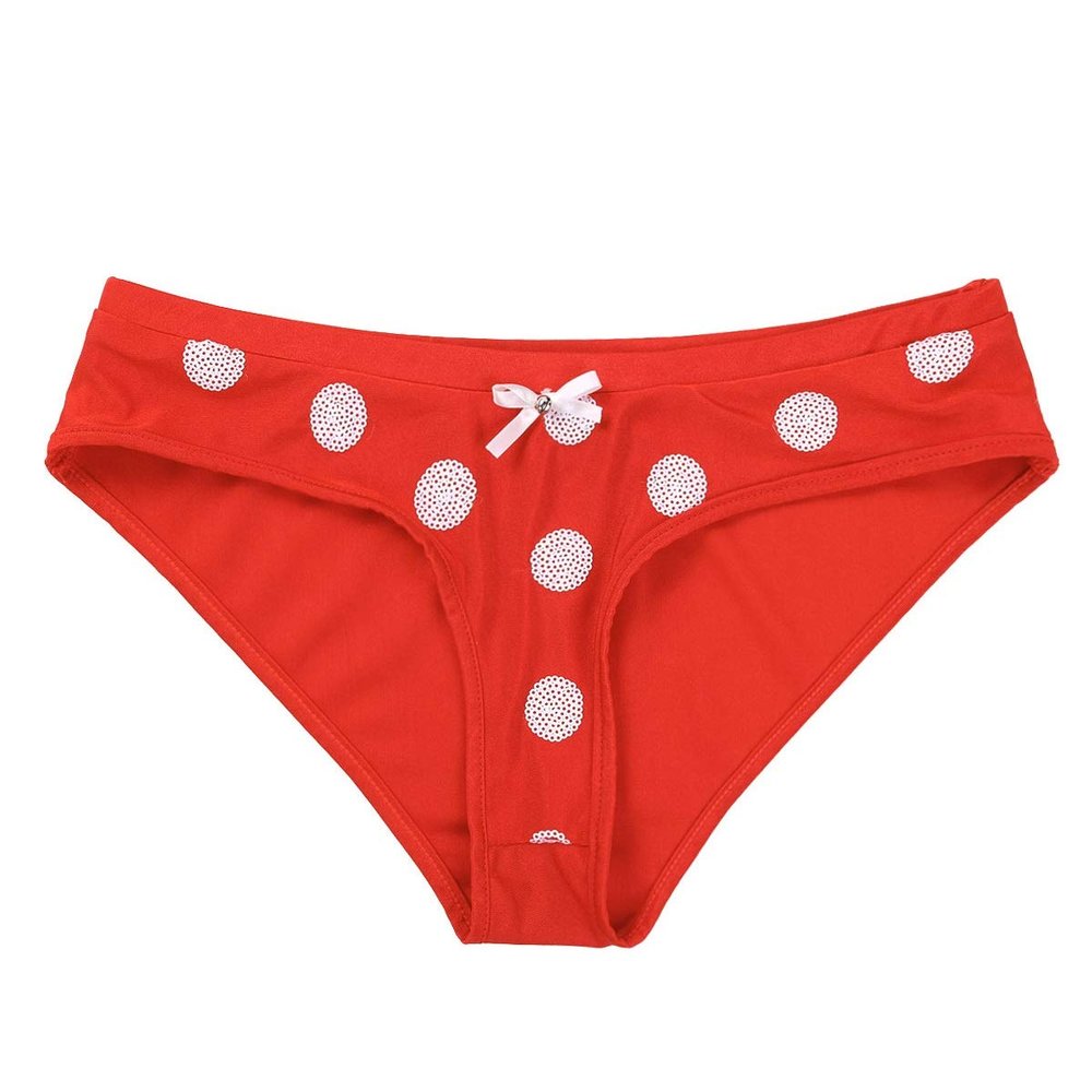 DINGGUANGHE-CUP Men's Thongs, Briefs Women's Elastic Lingerie Panties Underwear Polka Dots Briefs Underpants (Color : Red, Size : Small)