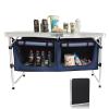 Camp Field Camping Folding Aluminum Table with Adjustable Legs,Outdoor Picnic Foldable Table for Travel Beach, Backyards, BBQ, Party and Gift... (Black) view 1