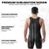 Exxact Sports Patriot Men's Wrestling Singlet, High-Performance Powerlifting Singlet, Wrestling Singlets for Men (AL, Black) view 3