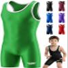 Exxact Sports Plain Youth Wrestling Singlet For Boys, Premium Powerlifting Singlet, Kids Wrestling Singlets For Training - (Green, YL)
