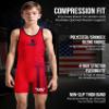 Exxact Sports Patriot Youth Wrestling Singlet For Boys, Premium Powerlifting Singlet, Kids Wrestling Singlets For Training (YS, Red) view 2