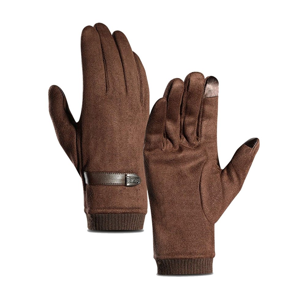 FUFU Gloves Winter Gloves Touch Screen Windproof Thermal Anti-Slip Gloves (Color : Brown)