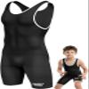 Exxact Sports Plain Youth Wrestling Singlet For Boys, Premium Powerlifting Singlet, Kids Wrestling Singlets For Training - (Black, YL)
