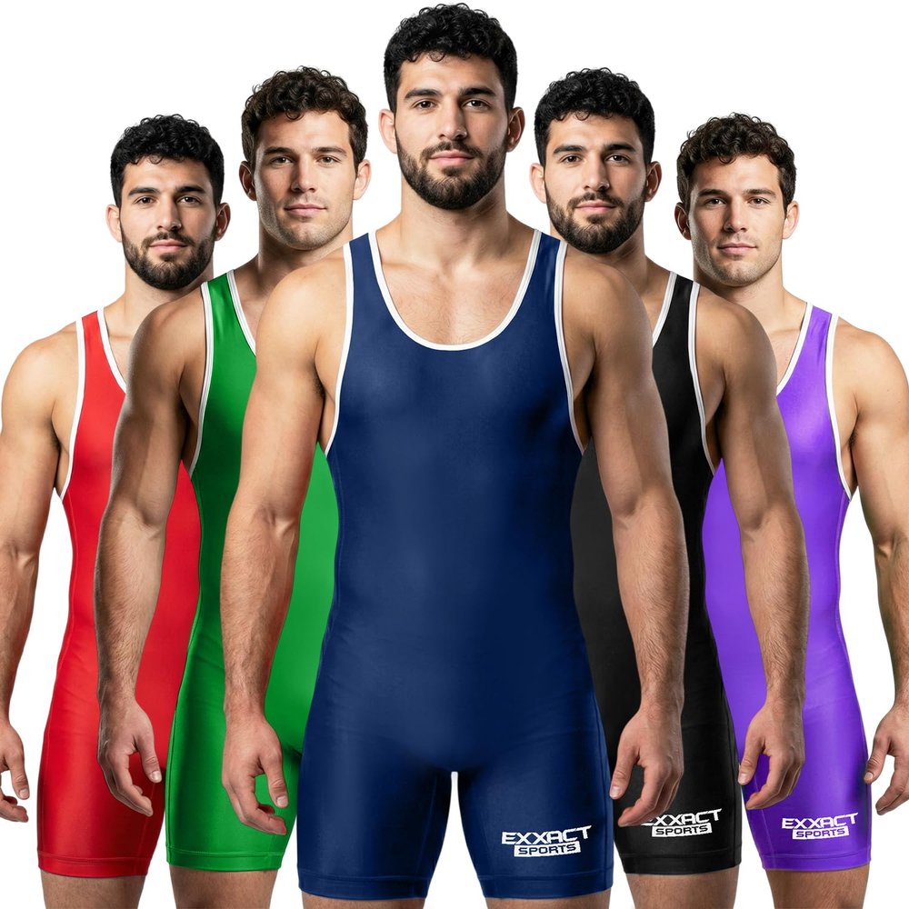 Exxact Sports Plain Men's Wrestling Singlet, High Performance Powerlifting Singlet Wrestling Singlets for Men - (Navy, AM)