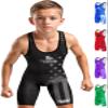 Exxact Sports Patriot Youth Wrestling Singlet For Boys, Premium Powerlifting Singlet, Kids Wrestling Singlets For Training (YM, Black) view 1