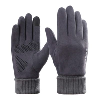 FUFU Gloves Running Gloves Touch Screen Waterproof Anti-Slip Gloves (Color : Gray)
