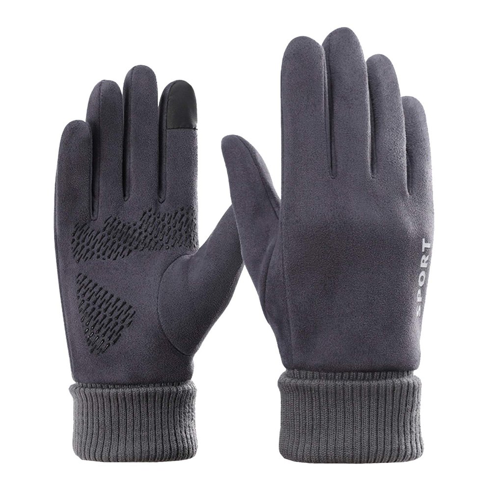 FUFU Gloves Running Gloves Touch Screen Waterproof Anti-Slip Gloves (Color : Gray)
