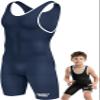 Exxact Sports Plain Youth Wrestling Singlet For Boys, Premium Powerlifting Singlet, Kids Wrestling Singlets For Training - (Navy, YM)