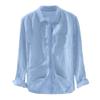 Maryia Men's Casual Solid Cotton Linen Shirts Button Down Long Sleeve Beach T Shirts Plus Size Pocket Top Blouse Blue view 1