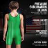 Exxact Sports Patriot Youth Wrestling Singlet For Boys, Premium Powerlifting Singlet, Kids Wrestling Singlets For Training (YL, Green) view 2