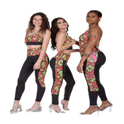 Afrosweet Yoga Set : 2 Pieces (Legging and Sport Bra) Squat Proof Leggings with Pockets, and Padded Bra.(S)
