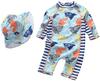 Best for All Baby Boys Kids Swimsuit Toddlers One Piece Zipper Bathing Suit Swimwear with Hat Rash Guard Surfing Suit (Light Fish, 3-6 Months) view 1