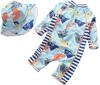 Best for All Baby Boys Kids Swimsuit Toddlers One Piece Zipper Bathing Suit Swimwear with Hat Rash Guard Surfing Suit (Light Fish, 3-6 Months) view 2