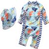 Best for All Baby Boys Kids Swimsuit Toddlers One Piece Zipper Bathing Suit Swimwear with Hat Rash Guard Surfing Suit (Light Fish, 18-24 Months) view 1