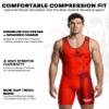 Exxact Sports Patriot Men's Wrestling Singlet, High-Performance Powerlifting Singlet, Wrestling Singlets for Men (AXL, Red) view 2