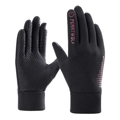FUFU Gloves Winter Warm Gloves Sports Touchscreen Gloves Anti-Slip Palm Running Cycling Gloves (Color : Red)