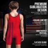 Exxact Sports Patriot Youth Wrestling Singlet For Boys, Premium Powerlifting Singlet, Kids Wrestling Singlets For Training (YM, Red) view 3