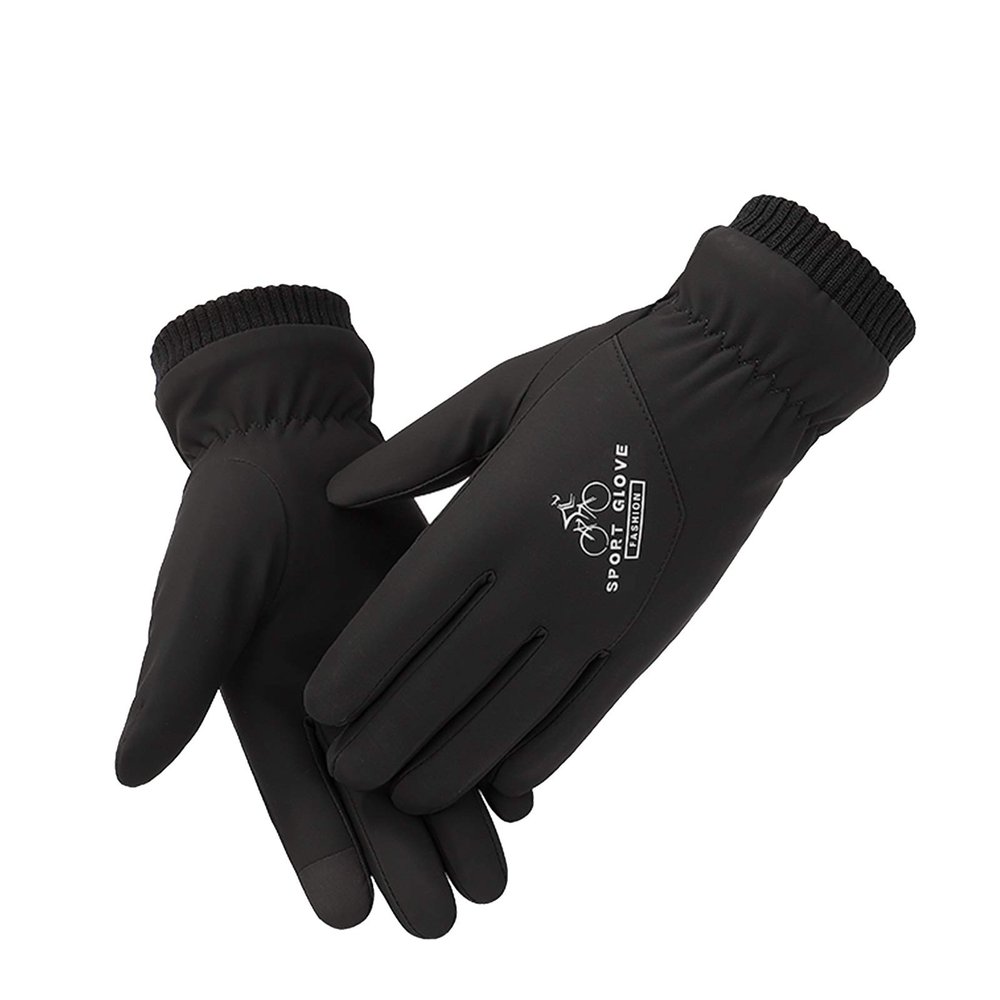 FUFU Gloves Winter Thermal Gloves, Mens Women Warm Mittens, Touchscreen Lightweight Breathable Windproof, Great for Walking, Running (Color : Black)
