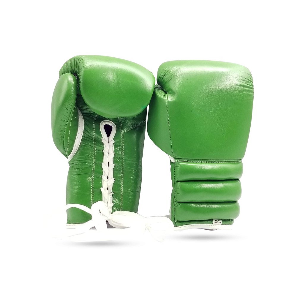 Woldorf USA Boxing Glove Grappling, Kickboxing, Training Lace up Fighting Boxing Punching Bag Green Cowhide Leather Boxing Glove Without Logo (16oz)