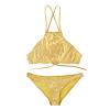 DINGGUANGHE-CUP Men's Thongs, Briefs Female Shiny Bikini Suit Becahwear Strappy Crop Top Briefs Underwear Lingerie Set (Color : Gold, Size : X-Large) view 1