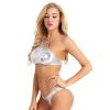 DINGGUANGHE-CUP Men's Thongs, Briefs Female Shiny Bikini Suit Becahwear Strappy Crop Top Briefs Underwear Lingerie Set (Color : Gold, Size : X-Large) view 2