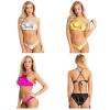 DINGGUANGHE-CUP Men's Thongs, Briefs Female Shiny Bikini Suit Becahwear Strappy Crop Top Briefs Underwear Lingerie Set (Color : Gold, Size : X-Large) view 4