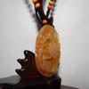 2.2" China Certified Nature Yellow Dragon Jade Wealth Crane and Crab Hand Carved Necklace Pendants 2344 view 2