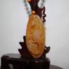 2.2" China Certified Nature Yellow Dragon Jade Wealth Crane and Crab Hand Carved Necklace Pendants 2344 view 3