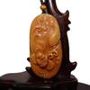 2.5" China Certified Nature Yellow Dragon Jade Fortue Fish and Lotus Hand Carved Necklace Pendants 2341 view 1