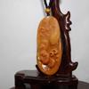 2.5" China Certified Nature Yellow Dragon Jade Fortue Fish and Lotus Hand Carved Necklace Pendants 2341 view 3