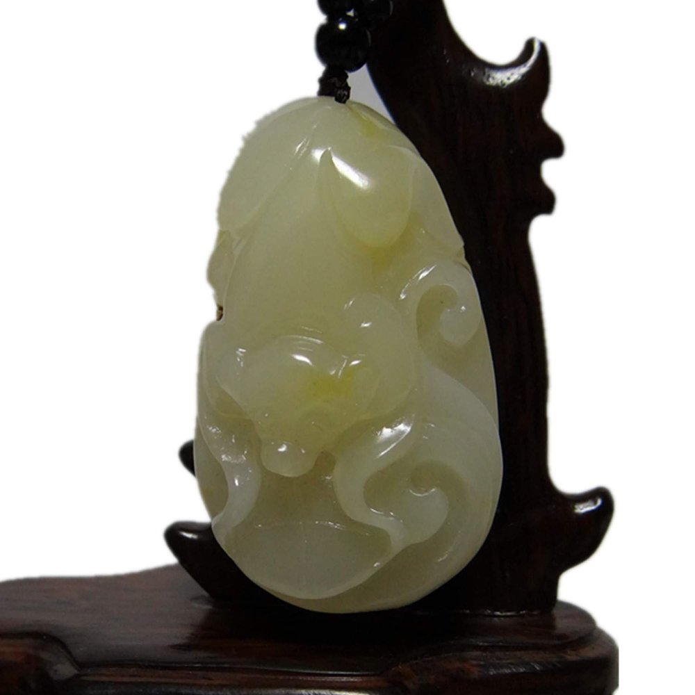 2.2" China Certified Nature Yellow Dragon Jade Longevity Monkey Hand Carved Necklace Pendants 2348