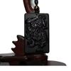 2.2" China Certified Nature Black Obsidian Jade Fortune Pixiu Hand Made Necklace Pendant 8987 view 1