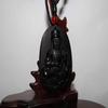 2.2" China Certified Nature Black Obsidian Jade Blessing Kwan-yin Hand Made Necklace Pendant 8973 view 2