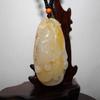 2.1" China Certified Nature Yellow Dragon Jade Fortue Rat and Coin Hand Carved Necklace Pendants 2366 view 2