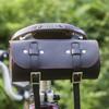 London Craftwork Classic Saddle/Handlebar Round Bag Genuine Leather BLACK/RED For Bike Tools ROL-BL-RED view 1
