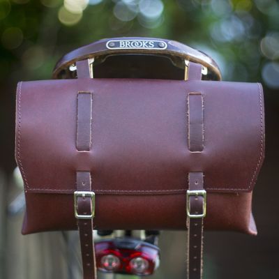 London Craftwork Large Bicycle Leather Bag Saddle/Handlebar/Frame Bag in CHERRY BROWN LEATHER Classic Bag XL-CHER