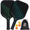 JoncAye Pickle-Ball Racket Set of 2 - Carbon Fiber Paddles for Beginners Intermediate - USAPA Approved Pickleball Gear with 4 Balls, Portable Bag, Overgrip, Comfy Grip for Adults Kids view 1