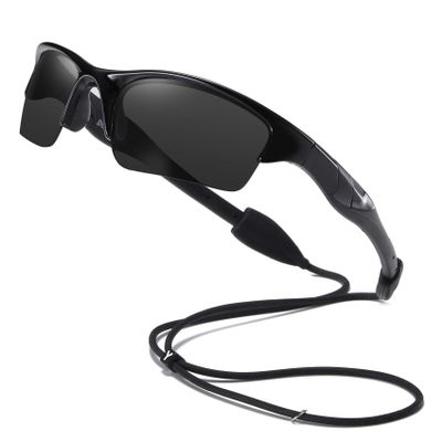 DUCO Toddler Baseball Sunglasses Age 4-7 Kids Unbreakable Polarized Cycling Glasses for Boys Girls with Strap K014