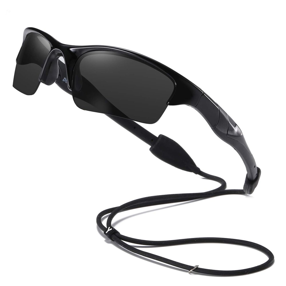 DUCO Toddler Baseball Sunglasses Age 4-7 Kids Unbreakable Polarized Cycling Glasses for Boys Girls with Strap K014