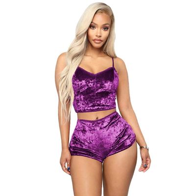 Women Tie Dye Velvet Outfit Adjustable Spaghetti Strap Crop Top Camisole Shorts Pajamas Set Sexy 2 Pieces Sleeveless Lingerie Party Pjs Sleepwear Bodycon Stretchy Nightwear Lounge Wear Purple 3X-Large