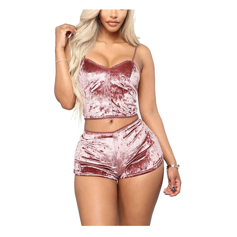 Womens Tie Dye Velvet Outfit Adjustable Spaghetti Strap Crop Top Camisole Shorts Pajamas Set Sexy 2 Pieces Sleeveless Lingerie Party Pjs Sleepwear Bodycon Stretchy Nightwear Lounge Wear Pink XX-Large