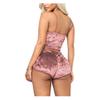Womens Tie Dye Velvet Outfit Adjustable Spaghetti Strap Crop Top Camisole Shorts Pajamas Set Sexy 2 Pieces Sleeveless Lingerie Party Pjs Sleepwear Bodycon Stretchy Nightwear Lounge Wear Pink XX-Large view 3