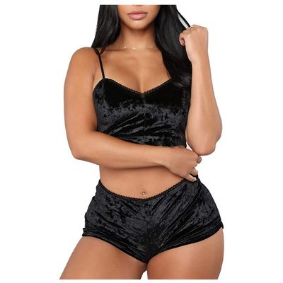 Womens Tie Dye Velvet Outfit Adjustable Spaghetti Strap Crop Top Camisole Shorts Pajamas Set Sexy 2 Pieces Sleeveless Lingerie Party Pjs Sleepwear Bodycon Stretchy Nightwear Lounge Wear Black 3X-Large